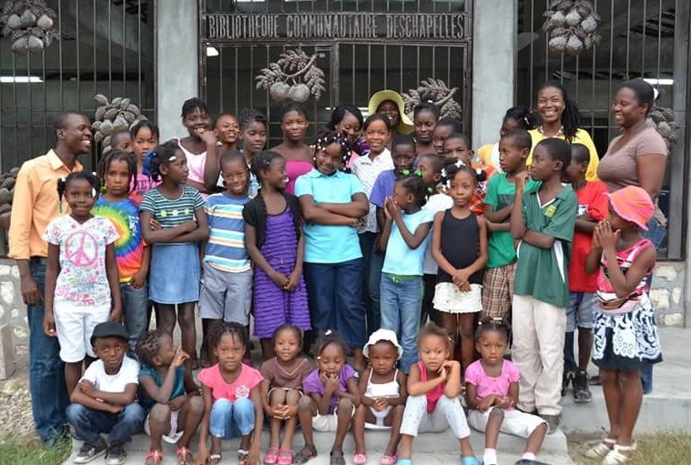 Students at the Essex-Haiti Library - A Sister City Program Exchange